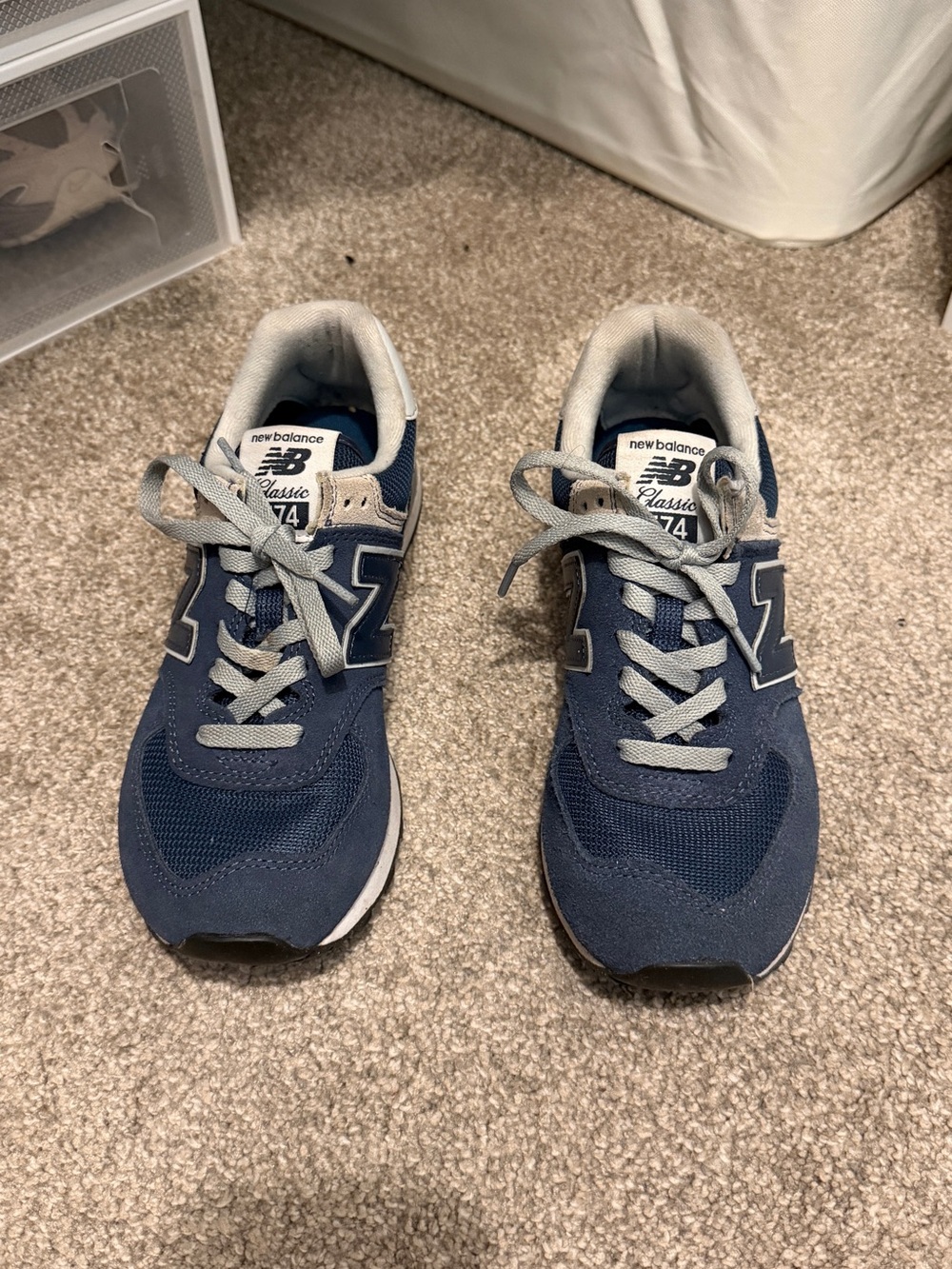 New Balance Navy and Gray 574 Sneakers